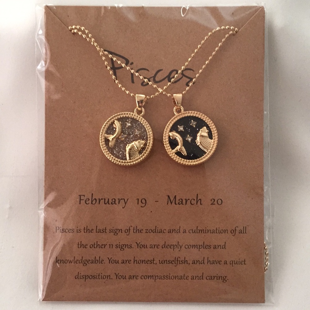 🍏50% OFF/3+...♓ Zodiac Pisces double chain necklace set